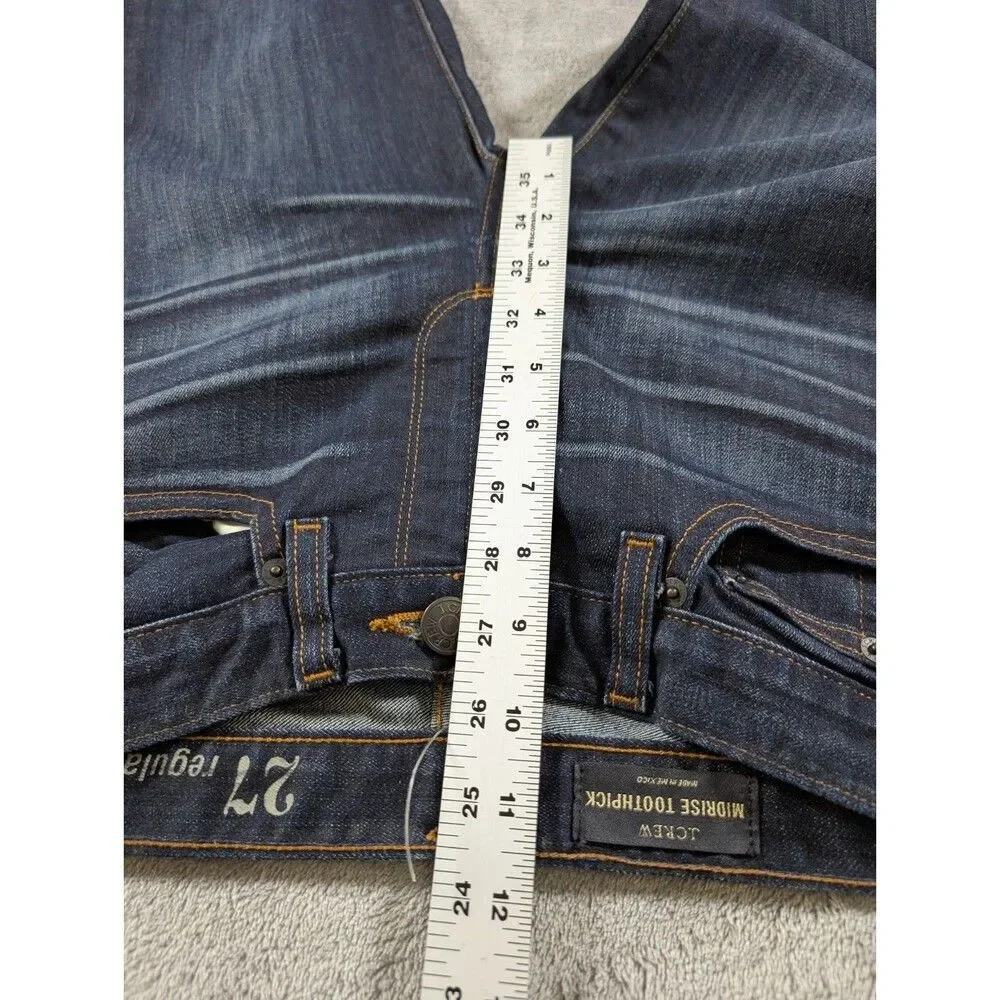 J Crew Toothpick Skinny Jeans Womens 27 Mid Rise Dark Wash Stretch Denim